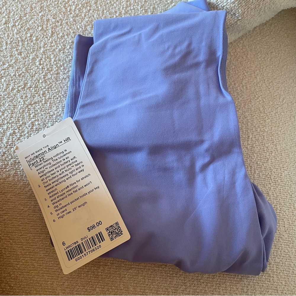 NWT $98 Lululemon Align™ High-Rise Pant 25" in Dusty Lilac Size 6 Leggings - Picture 10 of 10